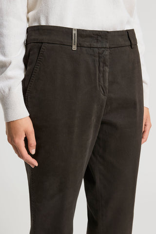 Peach-finish cotton twill trousers