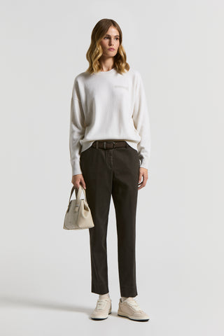 Peach-finish cotton twill trousers