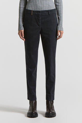 Peach-finish cotton twill trousers