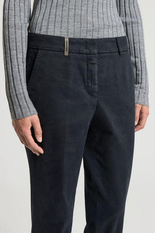 Peach-finish cotton twill trousers