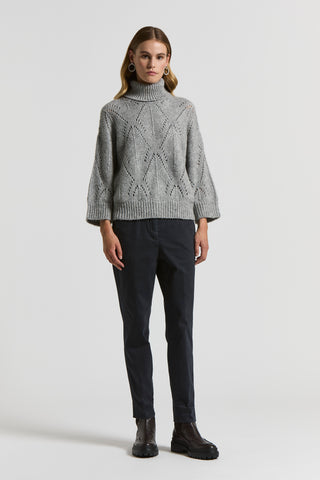 Peach-finish cotton twill trousers