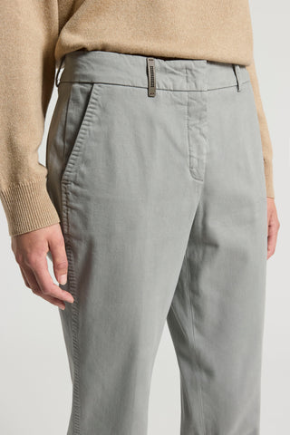 Peach-finish cotton twill trousers