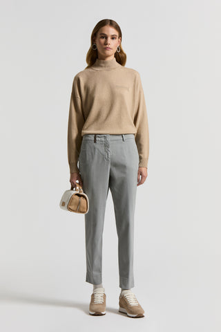 Peach-finish cotton twill trousers