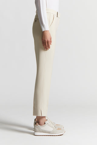 Cigarette trousers in viscose-cotton canvas