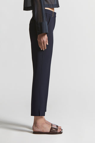 Cigarette trousers in viscose-cotton canvas