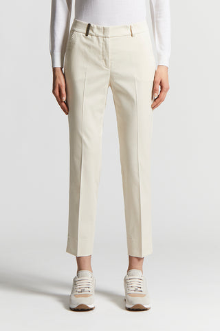 Light cotton satin cigarette trousers