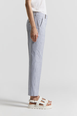 Seersucker cotton cigarette trousers