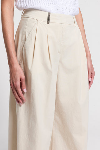 Slub cotton poplin trousers