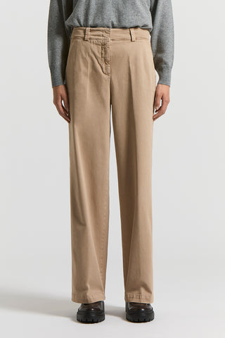 Peach-finish cotton twill trousers