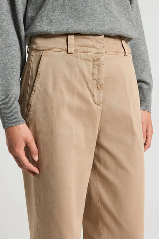 Peach-finish cotton twill trousers