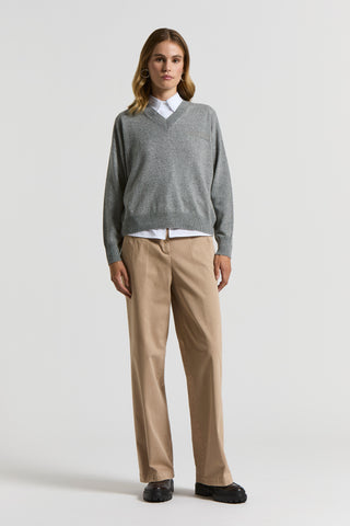 Peach-finish cotton twill trousers