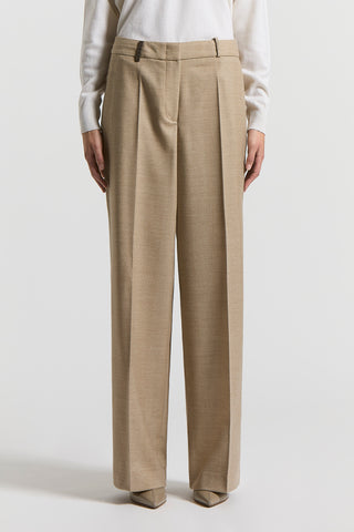 Carded wool trousers with maxi-herringbone design