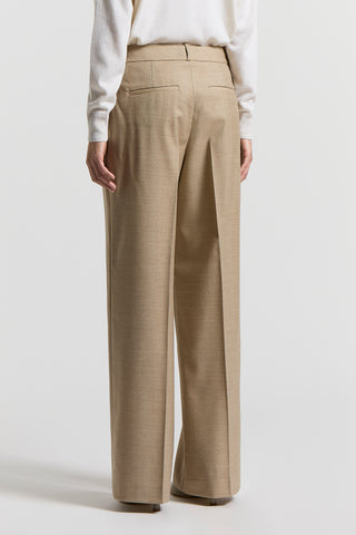 Carded wool trousers with maxi-herringbone design
