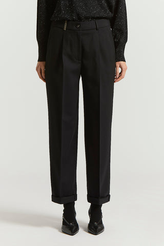 Stretch wool flannel trousers
