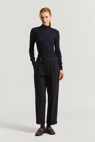 Peach-hand cotton gabardine trousers