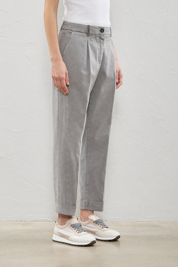 Garment dyed high waist trousers  