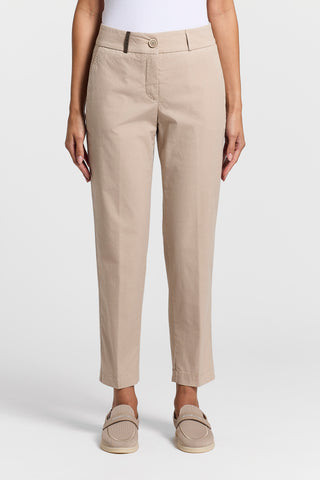 Garment-dyed cotton poplin trousers