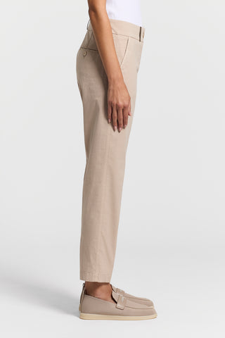 Garment-dyed cotton poplin trousers
