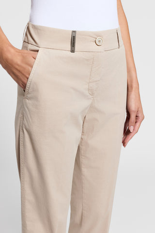 Garment-dyed cotton poplin trousers
