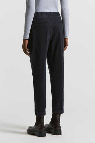 Polished cotton twill trousers