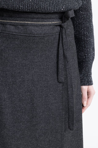 Viscose and wool flannel midi skirt  