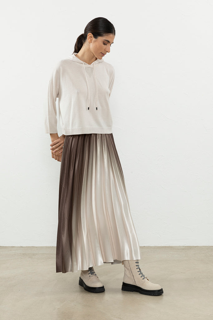 Nuanced crêpe de chine sunray pleated skirt  