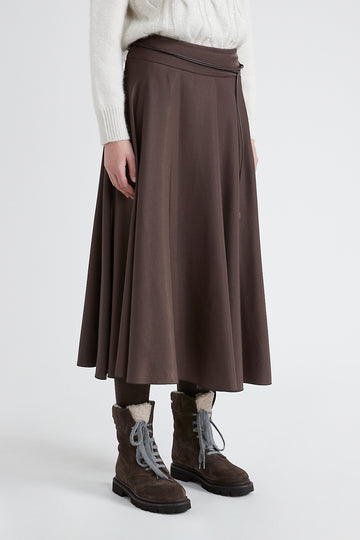 Soft touch viscose blend skirt with belt  