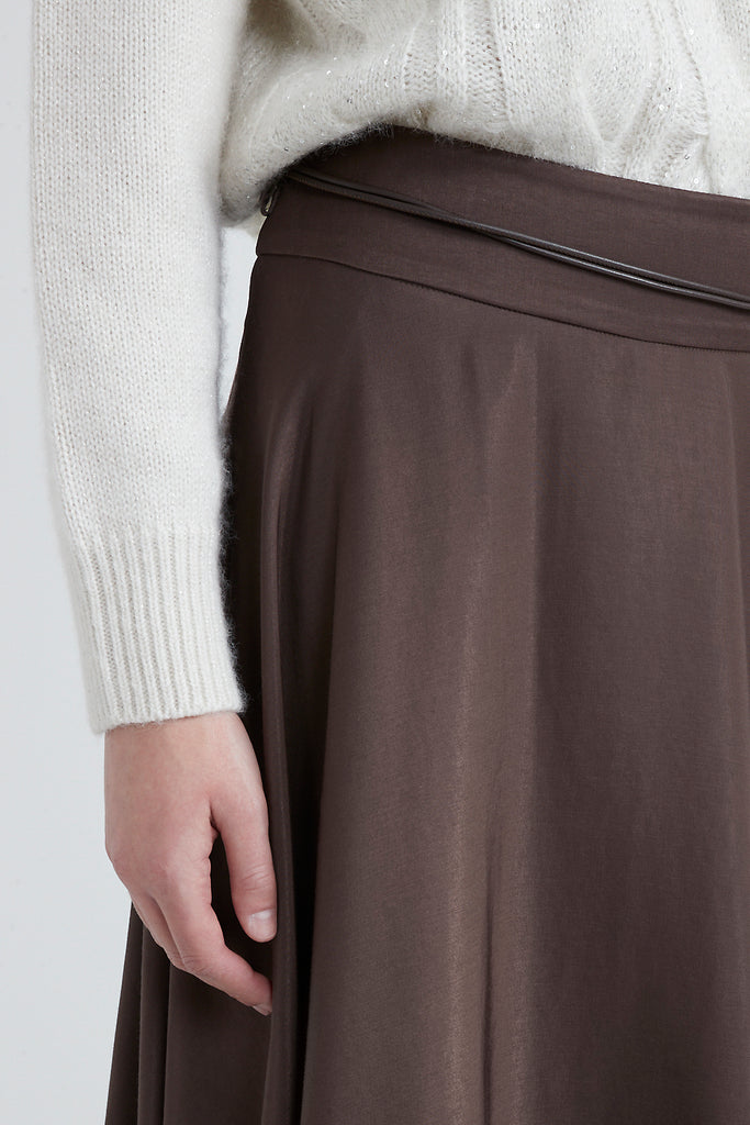 Soft touch viscose blend skirt with belt  