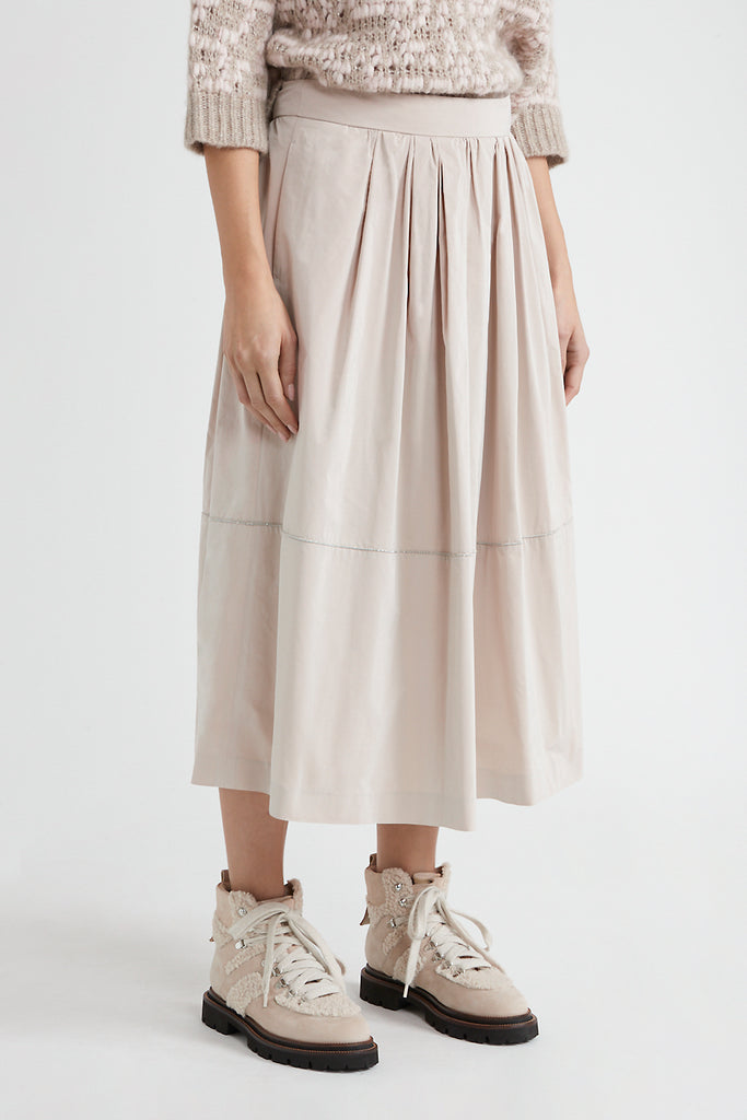 Technical taffeta long pleated skirt  