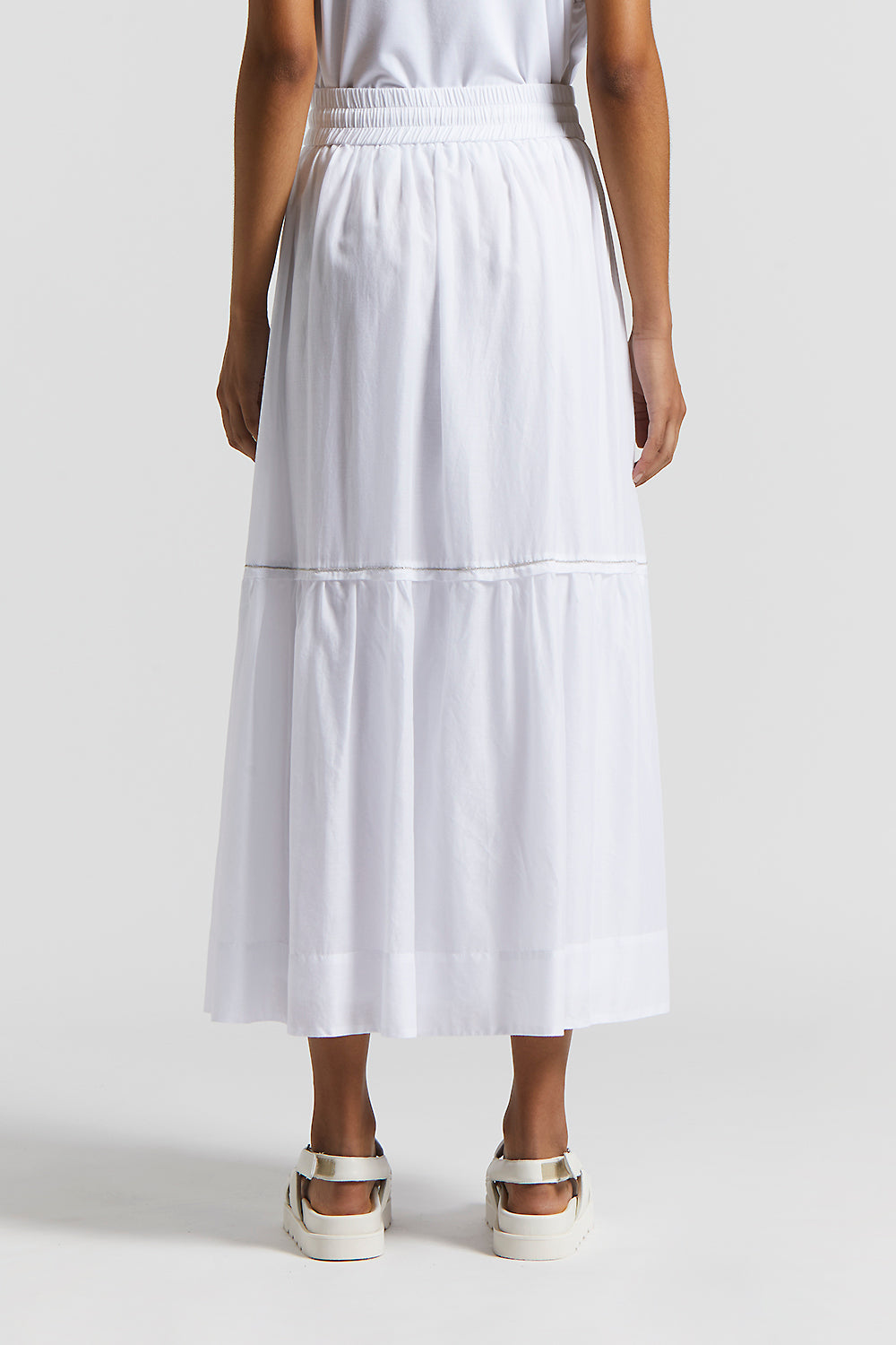 Semi-transparent long skirt in pure cotton voile | Peserico