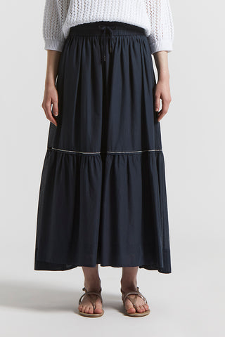 Semi-transparent long skirt in pure cotton voile