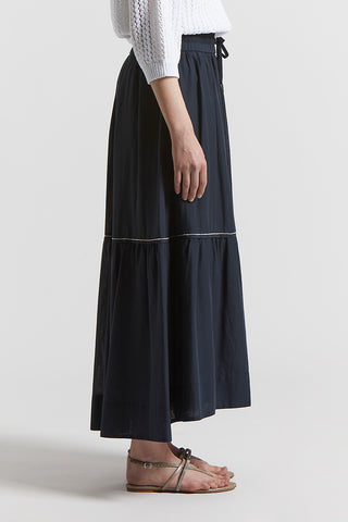 Semi-transparent long skirt in pure cotton voile