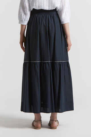 Semi-transparent long skirt in pure cotton voile