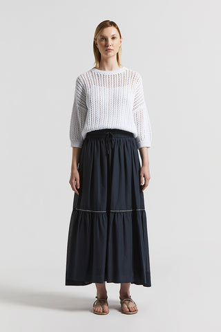 Semi-transparent long skirt in pure cotton voile