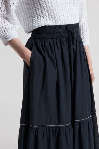 Semi-transparent long skirt in pure cotton voile