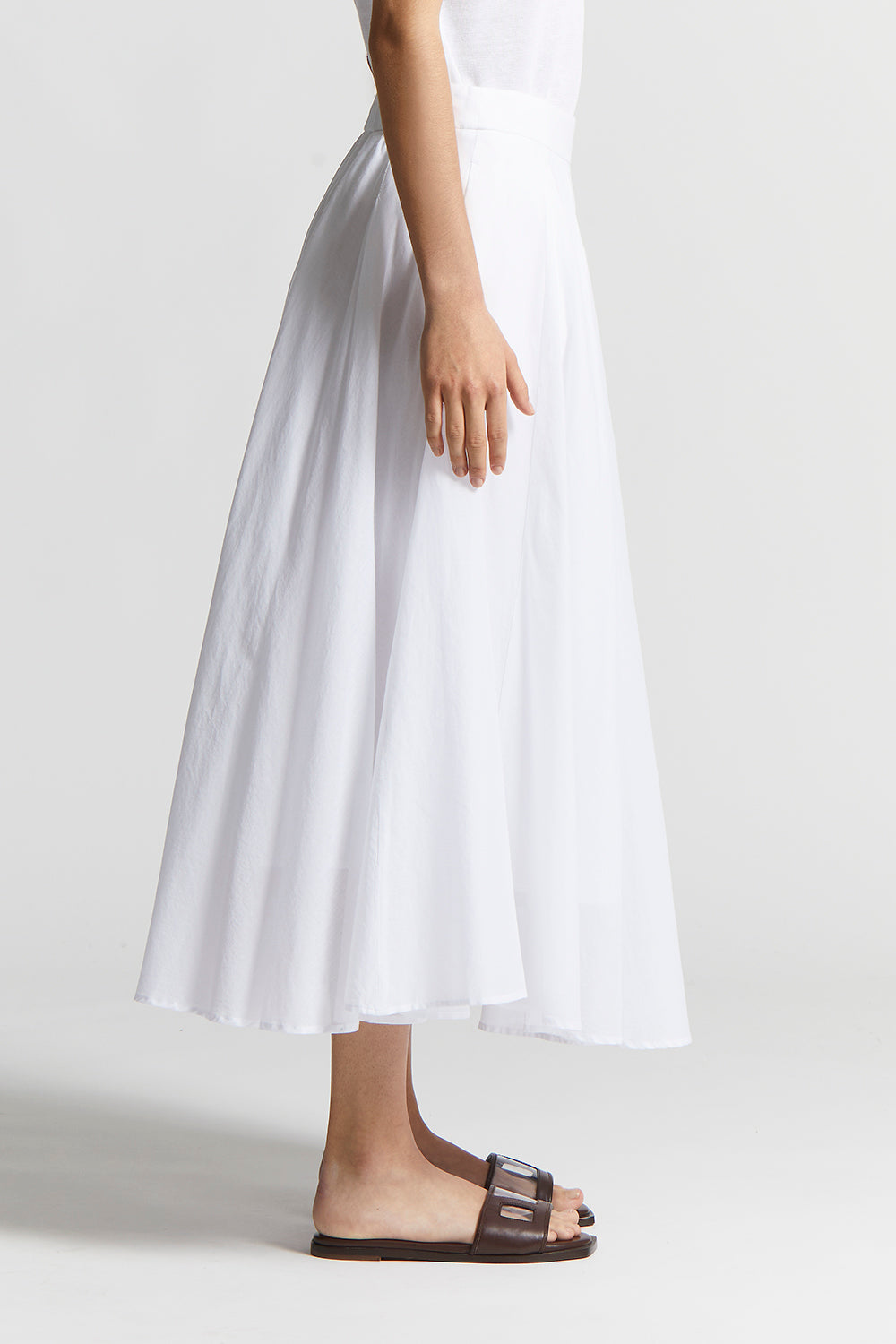 Pure cotton voile semi-transparent midi skirt | Peserico