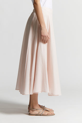 Pure cotton voile semi-transparent midi skirt