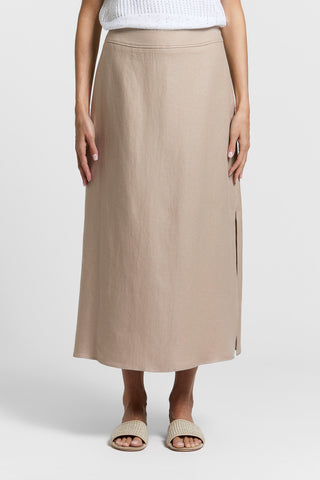 Pure linen tube skirt
