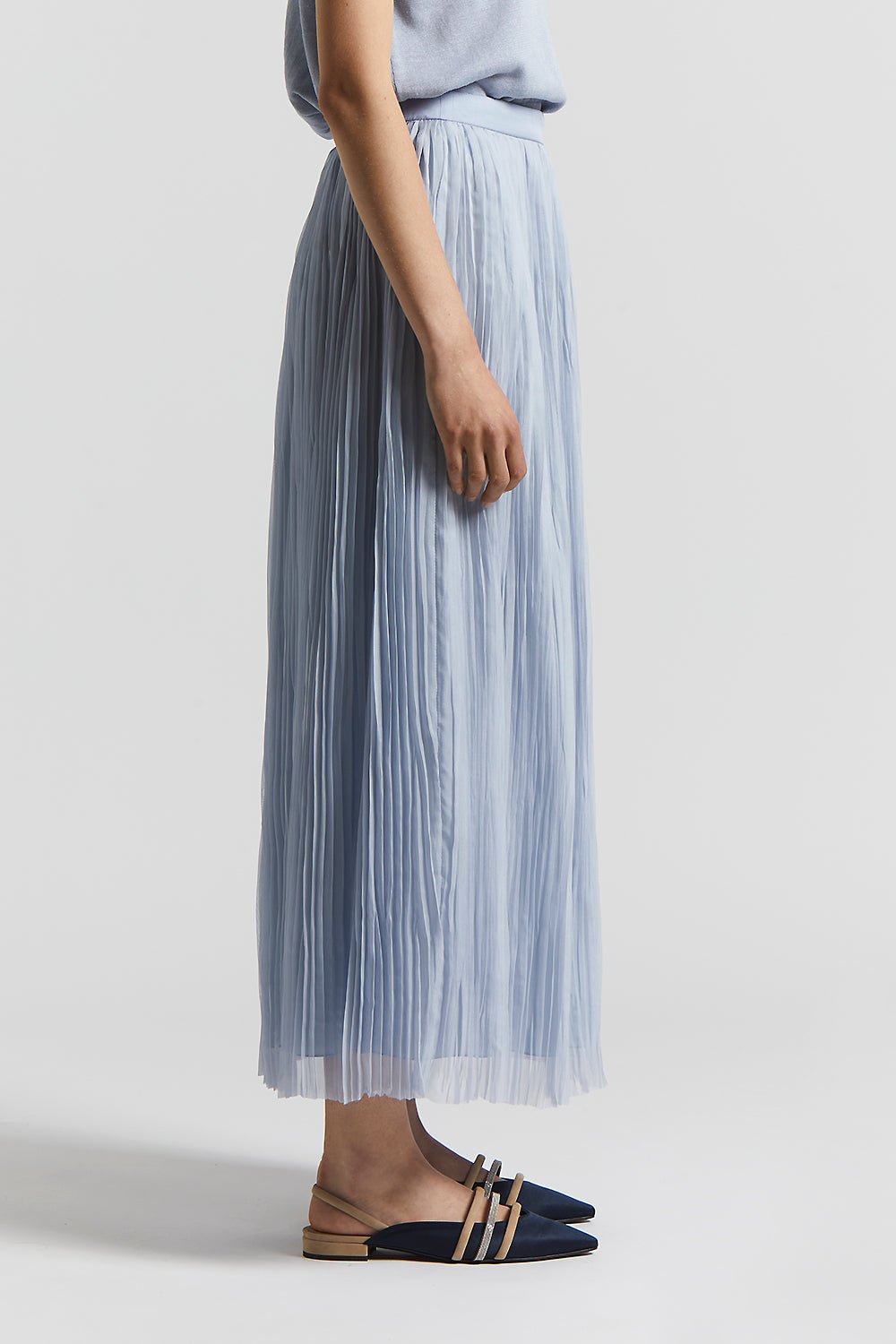 Crushed pleated chiffon midi skirt | Peserico