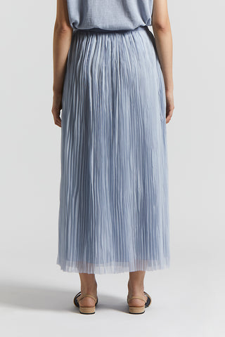 Crushed pleated chiffon midi skirt