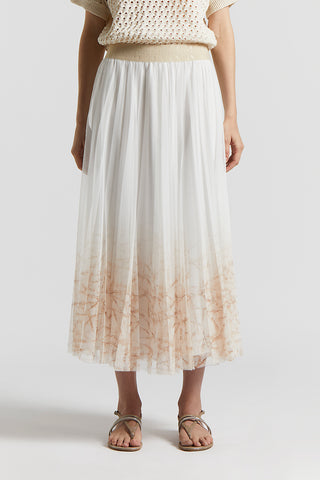 Pleated midi skirt in frosted-finish voile