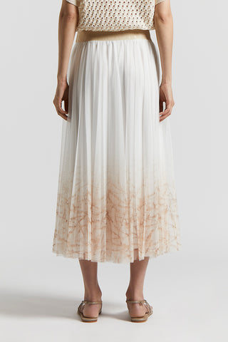 Pleated midi skirt in frosted-finish voile