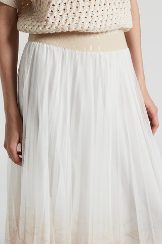 Pleated midi skirt in frosted-finish voile