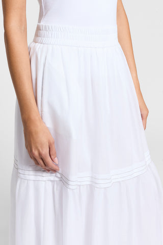 Long white cotton voile skirt