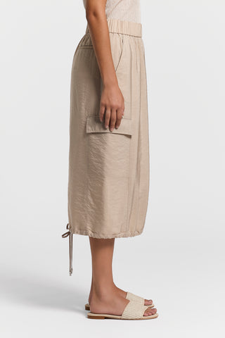 Cupro midi cargo skirt