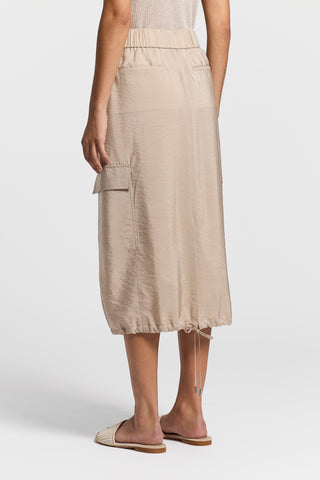 Cupro midi cargo skirt