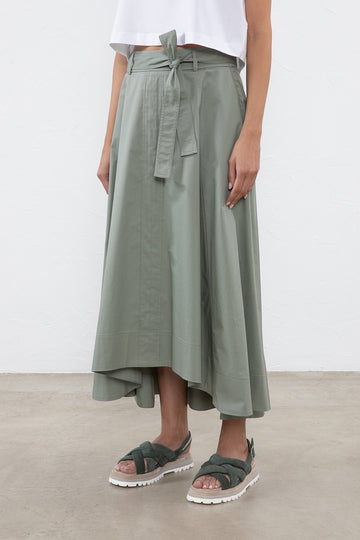 Long light stretch cotton satin skirt – Peserico