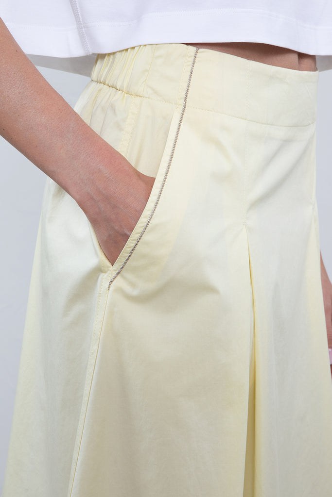 Light stretch cotton satin midi skirt  