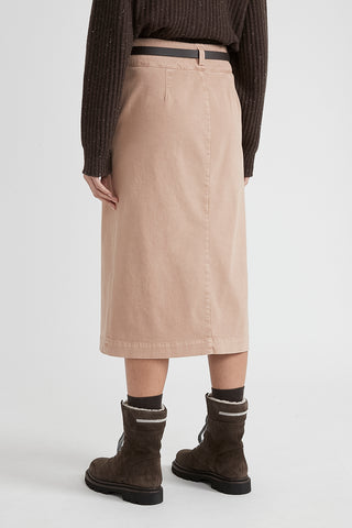 Cotton midi skirt with belt  