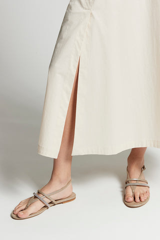 Lightweight stretch cotton satin skirt